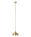 Compact 10 Inch Wide Brass Pendant Light With Metal Shade, Downward Dome Fixture For Task Lighting And Cozy Ambient Glow