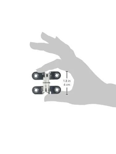 Concealed Mortise Hinge For Cabinets And Small Doors, Satin Chrome Zinc Finish, 1-3/4 in Leaf Height shown held in hand