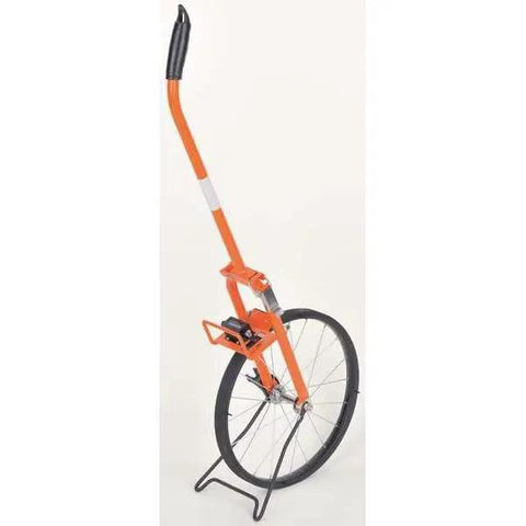 Heavy Duty Metal Frame Measuring Wheel With Foot Graduations And Geared Mechanical Clicker Counter For Outdoor Layouts Featuring Smooth Rubber Tire And Large Display Numbers Built Tough To Get Measurements Squared Away Fast And Reliable