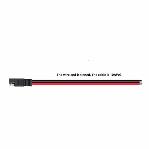 10AWG tinned wire SAE polarity reversing adapter for solar chargers, part of 3 pack, red and black extension cable