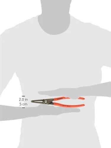 Knipex Internal Precision Snap Ring Pliers Go To Pro Grade Tool For Internal Circles held in hand, size shown as 2.0 inches.