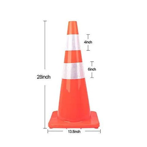 10 Pack 28 Inch Traffic Cones Set Heavy Duty PVC Safety Road Parking Cones For Traffic Control Fluorescent Orange With Reflective Strips