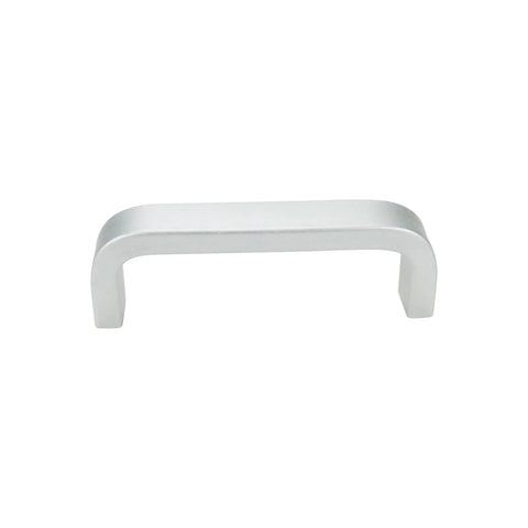 10 Piece Modern Silver Square Arch Cabinet Pull Handles Set In Aluminium Alloy Wire Finish 2.5 Inch Hole Center 64mm Drawer Handles 70x10x25 mm For Cabinets And Furniture Durable Smooth Operation Easy Installation. Front view of a single silver arch handle on white background.