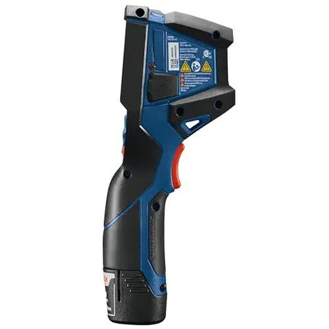 Side view of 12V Max Connected Thermal Camera With 500 Sharp Thermal Images Storage For On Site Inspections, Pro Grade Intuitive One Tap Interface For Fast Results, Built In Microphone And Speaker For Voice Notes And Easy File Transfer.