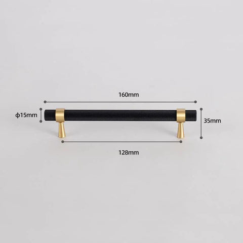 Set Of 2 Solid Brass Cabinet Pulls 6.3 Inches Long With 5 Inch Hole Centers Knurled Textured Handles In Gold And Black Finishes