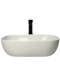 USZWBY Vessel Sinks Square Rounded Corner Simple Sink Ceramic Above Counter Wash Basin featuring a smooth white finish and sleek black faucet.