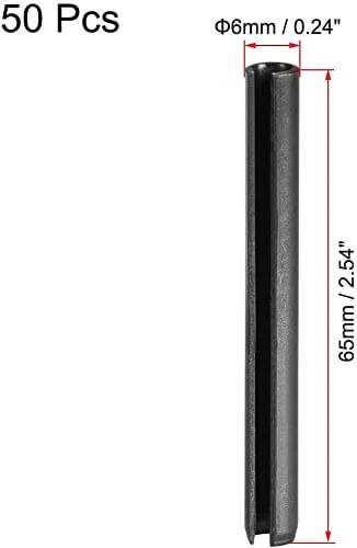 Six Millimeter By Sixty Five Millimeter Slotted Spring Pin Set With Smooth Finish 65Mn Material, 50 Piece Assortment Kit
