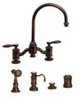 Classic Bridge Kitchen Faucet With Smooth Lever Handles Rich Matte Antique Copper Finish No Hassle Install Four Piece Suite.