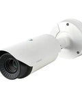 Tough As Nails Vandal Resistant Outdoor Thermal Bullet Camera With Radiometric Imaging 640 By 480 Resolution 30 Frames Per Second And Smart Motion Tracking For Zero Hassle Security mounted on wall.