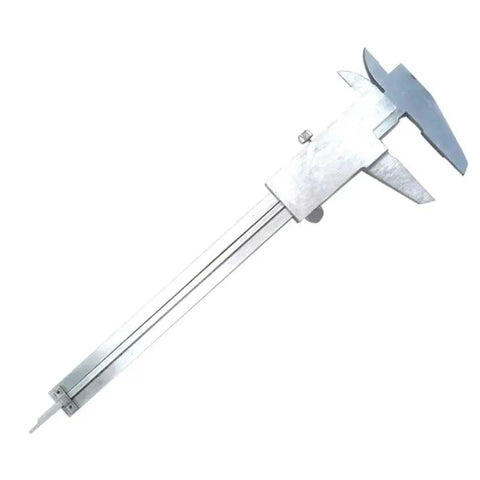 Alloy Scale 150MM Vernier Caliper featuring a silver alloy body, designed for precise measurements and inspections.
