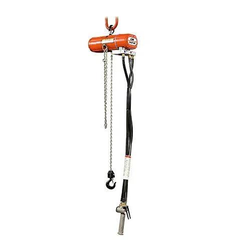 Air Chain Hoist With Swivel Hook 1000 Lb Capacity 10 Ft Lift Height 11 Fpm, featuring compact and rugged design