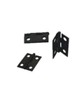 Mini Black Cabinet Hinges With Screws 18x15mm, shown is an image of the tiny hinges for jewelry boxes and dollhouses.