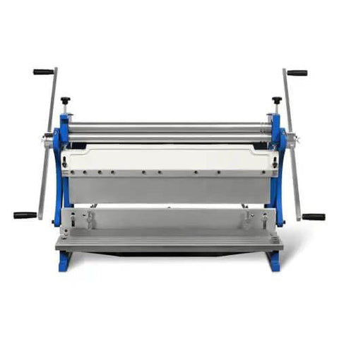 Front view of Beast Of A Three In One Pan And Box Brake Slip Roll Shear And Bending Machine For Sheet Metal 20 Gauge Mild Steel Model MMCB3016