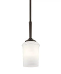 Aubrey 12.75 Inch One Light LED Mini Pendant With Satin Etched Cased Opal Glass In Olde Bronze Finish Perfect Over Kitchen Islands And Dining Tables