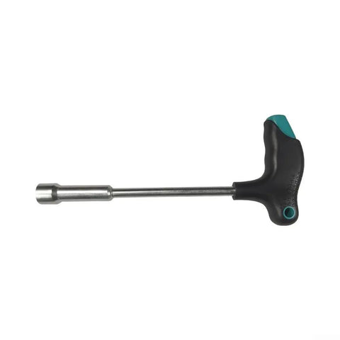 Close-up of Tough T Handle Hex Socket Wrench Set with magnetic head and ergonomic rubber grip for easy use.