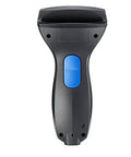 Front view of USB Barcode Scanner Linear Imager With LED Indicator For 1D Barcodes Aggressive Scan Speed Drop Resistant Up To 5 Feet Built Tough USB Plug And Play Slate Blue Black Finish.