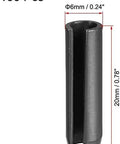 Slotted Spring Pin 6Mm By 20Mm Plain Finish 65Mn Assortment Kit front view showing size and slotted design.