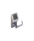 Heavy Duty Digital Keypad Door Knob Lock Finished In Brushed Steel Specifically Made For Narrow Stile Doors with keypad and lever handle.