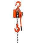 Side view of 3 Ton Lever Chain Hoist 10 Ft Lift G80 Galvanized Carbon Steel Weston Double Pawl Brake with hooks and chain visible.