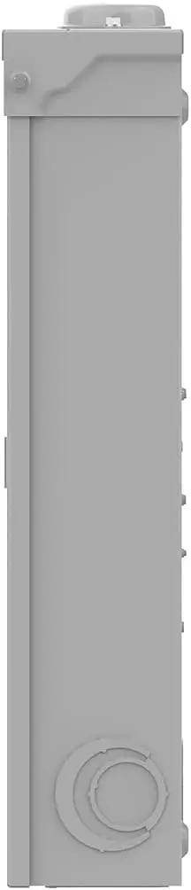 Side view of Gray Outdoor Circuit Breaker Enclosure For QO 70 To 200 Amp Weatherproof Electrical Box with smooth gray finish