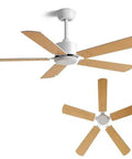 Sleek Matte Black Indoor Ceiling Fan With Smart Remote And Five Reversible Blades Silent Motor For Effortless Summer Cooling And Cozy Winter Airflow Spacious Room Refresh Game Changer Super Smooth Operator with wooden blades.