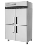 Heavy Duty Kickass Commercial Kitchen Workhorse Upright Refrigerator Featuring Rock Solid Construction in stainless steel with four doors.