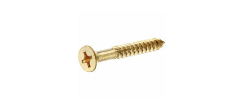 Tough As Nails Size 8 X 1 Inch Phillips Flat Head Brass Wood Screws Packed In A Solid 100 Piece Haul showing a single brass screw.