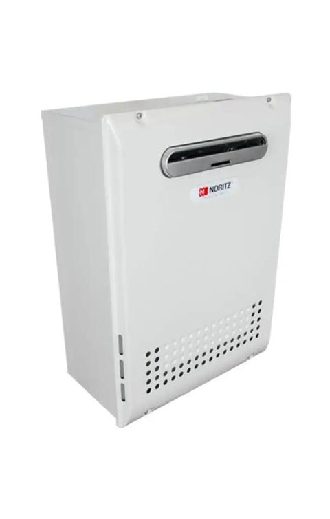 Real Deal High Efficiency Liquid Propane Tankless Water Heater 9.8 GPM 180000 BTU from side view showing sleek design.