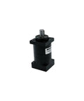 Side view of a black Planetary Gearbox Reducer With Ratios 64 96 100 120 144 150 180 216 For Nema 23 And Nema 24 Steppers And Servo Motors