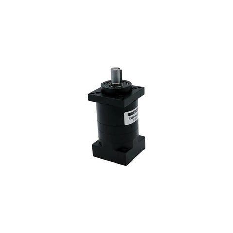 Side view of a black Planetary Gearbox Reducer With Ratios 64 96 100 120 144 150 180 216 For Nema 23 And Nema 24 Steppers And Servo Motors