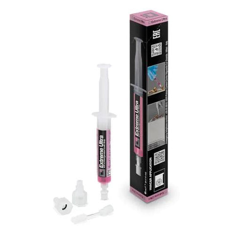 ERRECOM Extreme Ultra A/C leak-stop syringe with pink label, 0.2 fl oz cartridge, includes 1/4 and 5/16 SAE adapters.