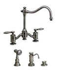 Top Shelf Matte Antique Copper Bridge Faucet With Smooth Lever Handles And Complete Three Piece Kitchen Sink Suite Rock Solid Durability For Busy Homes.