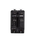 Front view of THQB2120 2-Pole Miniature Circuit Breaker, Single Unit, 20A, 120/240 VAC, 10 kA Interrupting Capacity with bolt-on design.