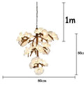 Tree Branch Ceiling Pendant Light Straight Up Fresh Statement Chandelier Top Shelf Adjustable Hanging Lamp Clean Vibe Home Glow Up Fixture For Kitchen Dining Room Decor, 1m height with white floral design.