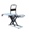 Heavy Duty Electric Scissor Lift Table With 660 Pounds Capacity, foldable frame, and retractable platform for warehouses.