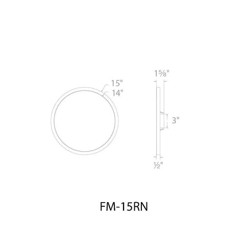 Round 15 Inch LED Flush Mount Light, Energy Star Rated, 3000K Warm White, White Aluminum Housing With Diffuser, diagram.