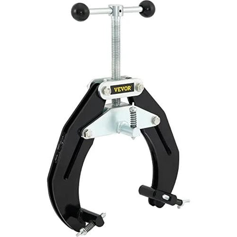 VEVOR pipe clamp, 2–6 in, black steel with quick-acting screws, front view