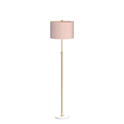 65-Inch Brass Gold And White Marble Adjustable LED Floor Lamp With White Linen Shade For Living Room And Bedroom Bold Modern Glam Standing Light Bulb Included