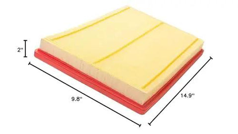 Premium Engine Air Filter For Ram 1500 2500 3500 4000 Series Trucks 2003-2024 showing dimensions 9.8 x 14.9 x 2 inches