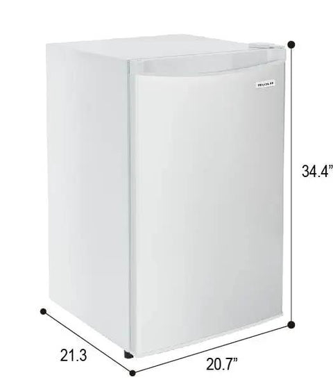 Chill Your Stash Or Freeze Your Snacks In This Solid Convertible Upright Freezer Fridge 3 Cubic Feet White design with dimensions.