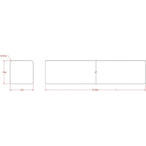 Diagram of Blue Zinc Plated Square Key Stock One Eighth Inch By Twelve Inch Long For Fence Repairs Handles Safety Grids And General Hardware Projects Ideal For DIY Metalworking Gate Hardware Machinery Maintenance Fence Posts And Structural Repairs, showing dimensions.