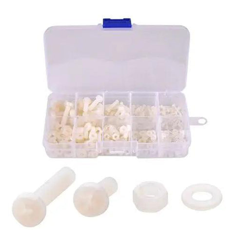 Nylon Screw Nut Washer Assortment Kit M2 To M5 With 270 Pieces In Clear Plastic Box Perfect For DIY Projects RC Models Drones Electronics And Hobby Repairs