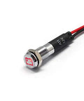 12V LED Dash Light Indicator With Battery Warning Symbol Metal Signal Indicator Red LED 8mm Hole Five Sixteenth Inch Silver Bezel