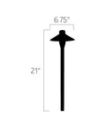 Diagram of 1 Light Outdoor Path Light in Centennial Brass Finish for Pathway Garden and Yard Illumination, dimensions 21x6.75 inches.