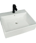 USZWBY Vessel Sinks White Ceramic Balcony Wall-Mounted Sink Modern Simple Square Bathroom Countertop Washbasin with black faucet