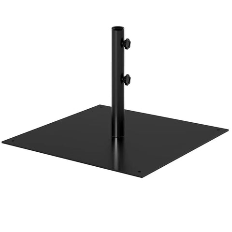 Sturdy 40 Pound Outdoor Umbrella Base With Stainless Steel Tube And Heavy Duty Square Steel Stand In Black Powder Coat For Patio Deck Or Garden No