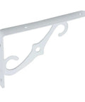 Straight Up Sturdy Wrought Iron Shelf Brackets For Walls Decorative Corner Supports For Bookshelves And Kitchen Racks No Sweat Diy Setup Heavy Duty Storage Braces In Crisp White, side view showcasing elegant design.