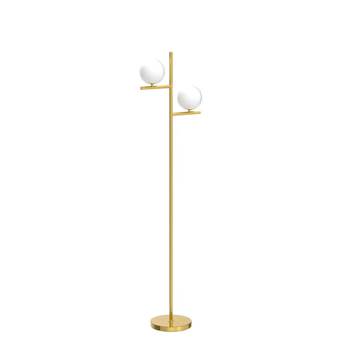 2 Globe Modern Floor Lamp With Foot Pedal Frosted Glass Shades Brass Gold Finish Tall Standing Pole Light For Living Room Bedroom And Office Contemporary LED Antique Brass Accent