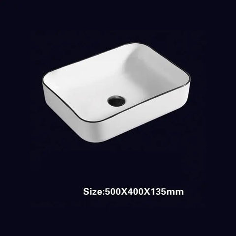 USZWBY Vessel Sinks Bathroom Sink Nordic Style Above Counter Basin Home Bathroom Wash Basin Hotel Above Counter Basin Ceramic Art Basin Bathroom Bowl Sink with sleek design and center drain, size 500x400x135mm.
