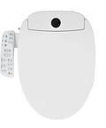 Ultimate Smart Toilet Seat Cover Featuring Fully Automatic Washing And Warm Air Dryer For Straight Up Spotless Hygiene And Totally Seamless Bathroom Comfort, overhead view with control panel.